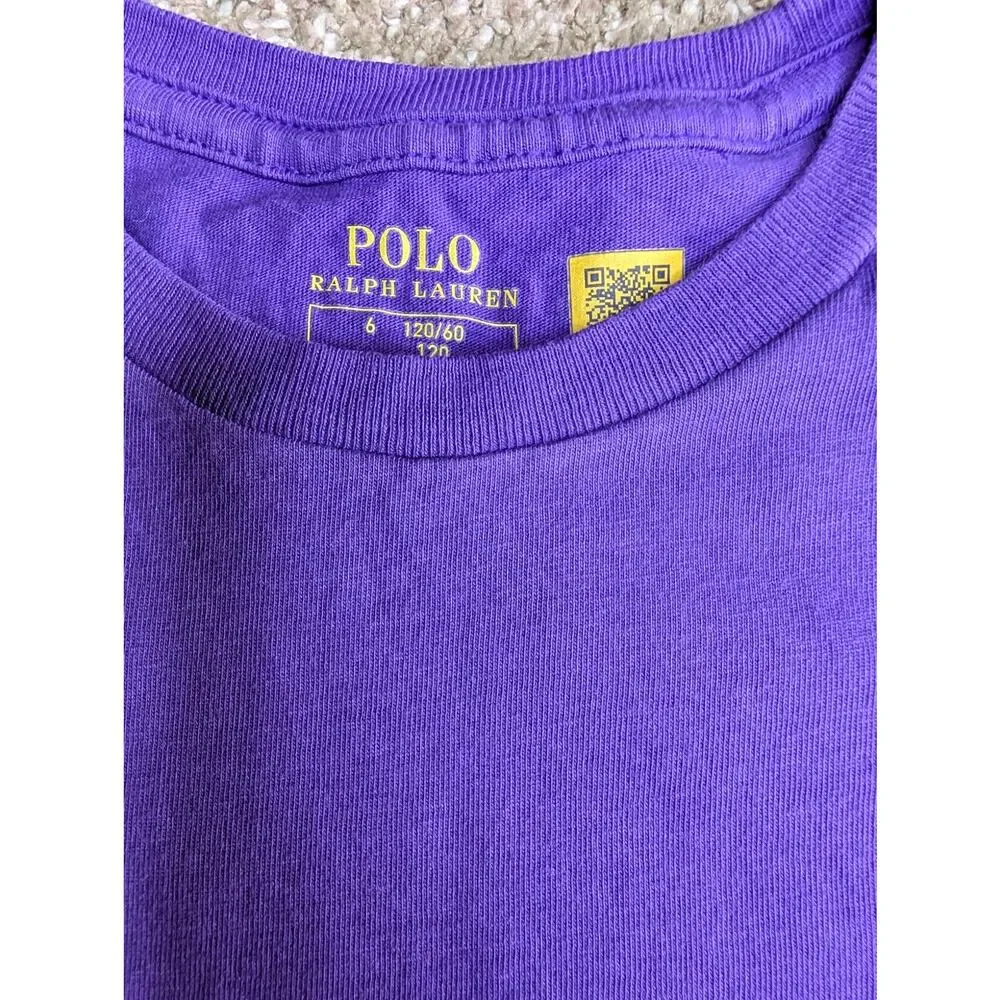 Polo Ralph Lauren Girls Tops, 2Ct Purple & Pink Short Sleeve Crewneck Tees, Sz 6